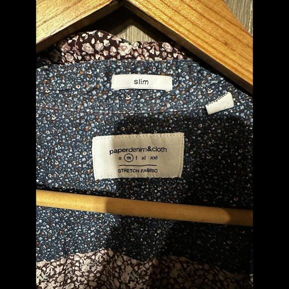 Paper denim & Cloth Easy Iron Button Front Shirt  Floral Sz Medium Mens Slim - Picture 5 of 5